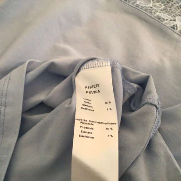 Anne Fontaine Light Blue Lace Short Sleeve Top - Picture 8 of 12